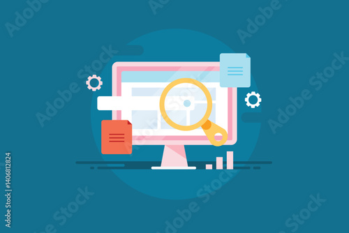 Scanning file and search document on computer concept.