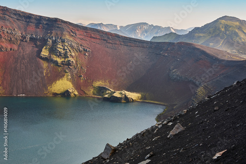 Obraz na płótnie Ljotipollur crater in Fjallabak area. Volcanic landscape. South area. Iceland w salonie
