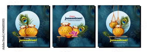 illustration of happy Janmashtami. Lord Krishna.web page,poster and banner.	
