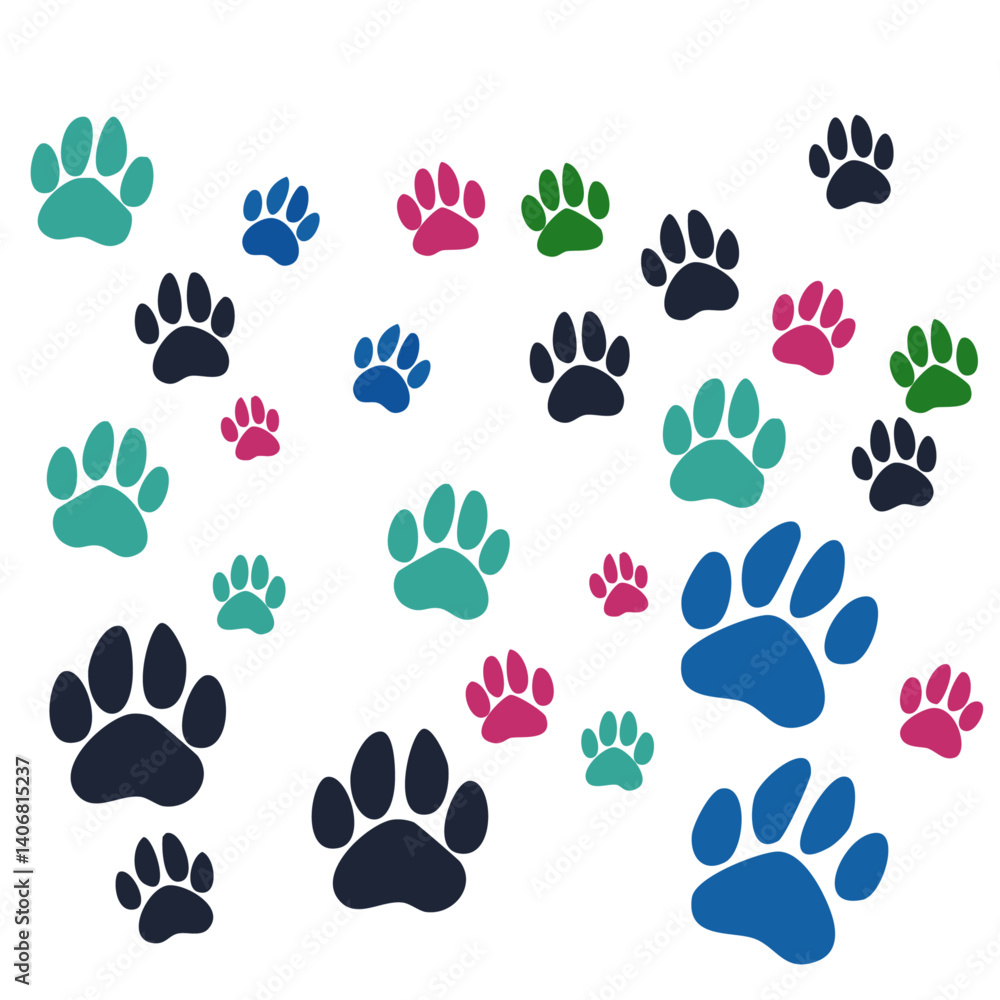 vector set of animal paws icons design
