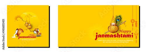 illustration of happy Janmashtami. Lord Krishna.web page,poster and banner.	
