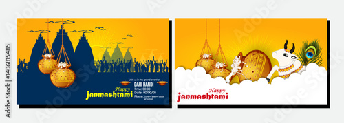 illustration of happy Janmashtami. Lord Krishna.web page,poster and banner.	
