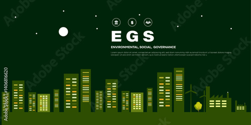 ESG - Environment Society and Governance ecological concepts icon building smart city industry carbon emission, recycle enegry 