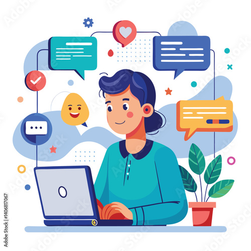 Customer service representative working on a laptop