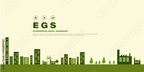 ESG - Environment Society and Governance ecological concepts icon building smart city industry carbon emission, recycle enegry 