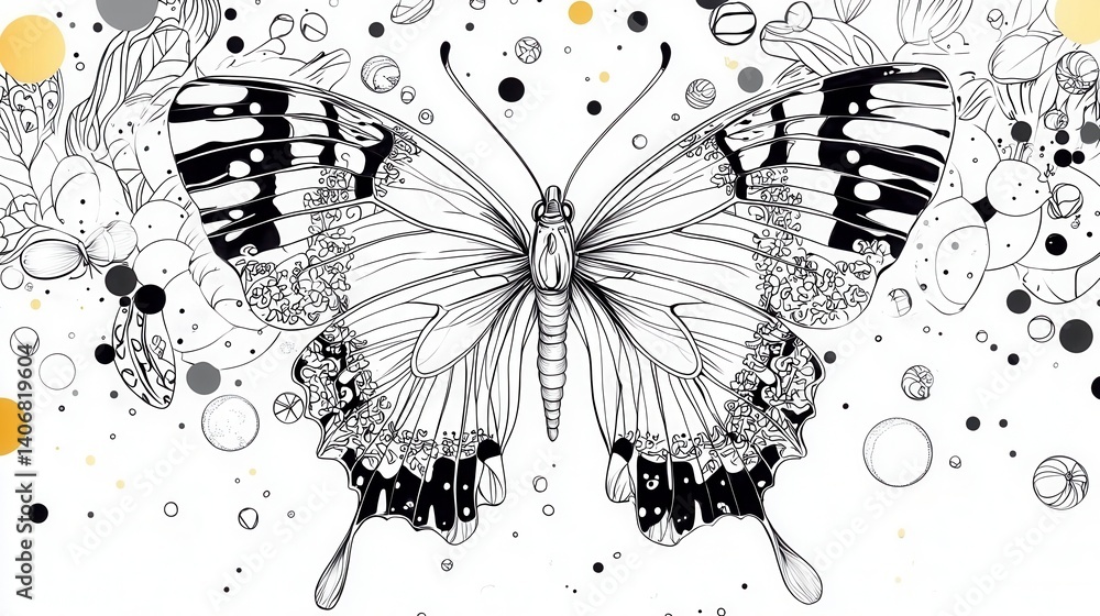 Obraz premium Elegant Butterfly with Floral Design