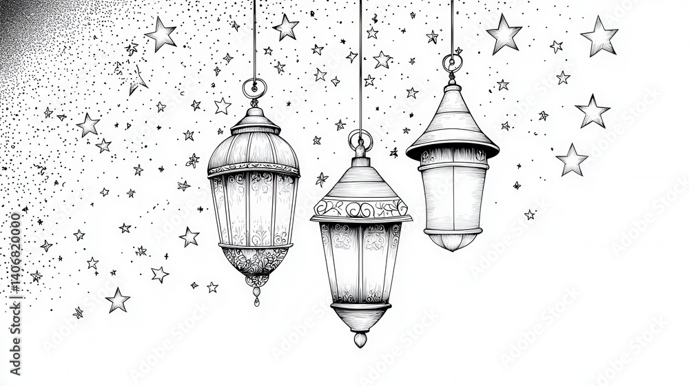 Fototapeta premium Elegant Hanging Lanterns Design