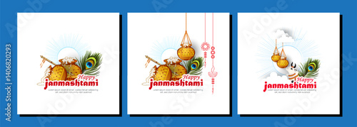illustration of happy Janmashtami. Lord Krishna.web page,poster and banner.	
