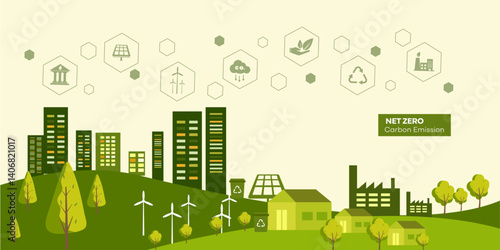 net zero carbon emission concept with icon