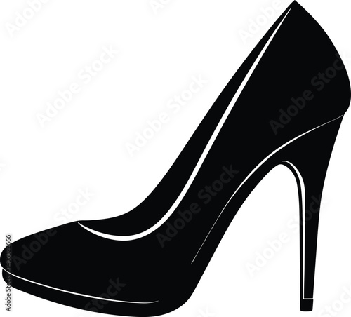 High-Heel Shoe Silhouette Black Vector on White Background