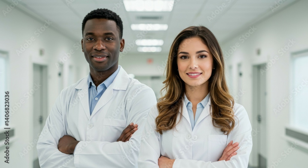 Confident Medical Professionals in White Coats Confident Medical Professionals in White Coats