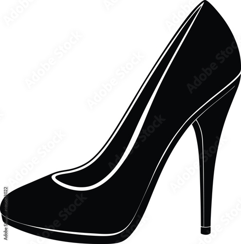 High-Heel Shoe Silhouette Black Vector on White Background