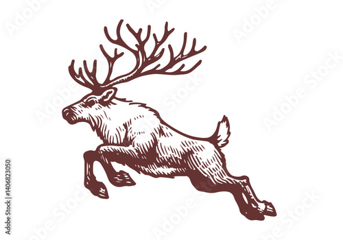 Reindeer hand drawn sketch illustration vector