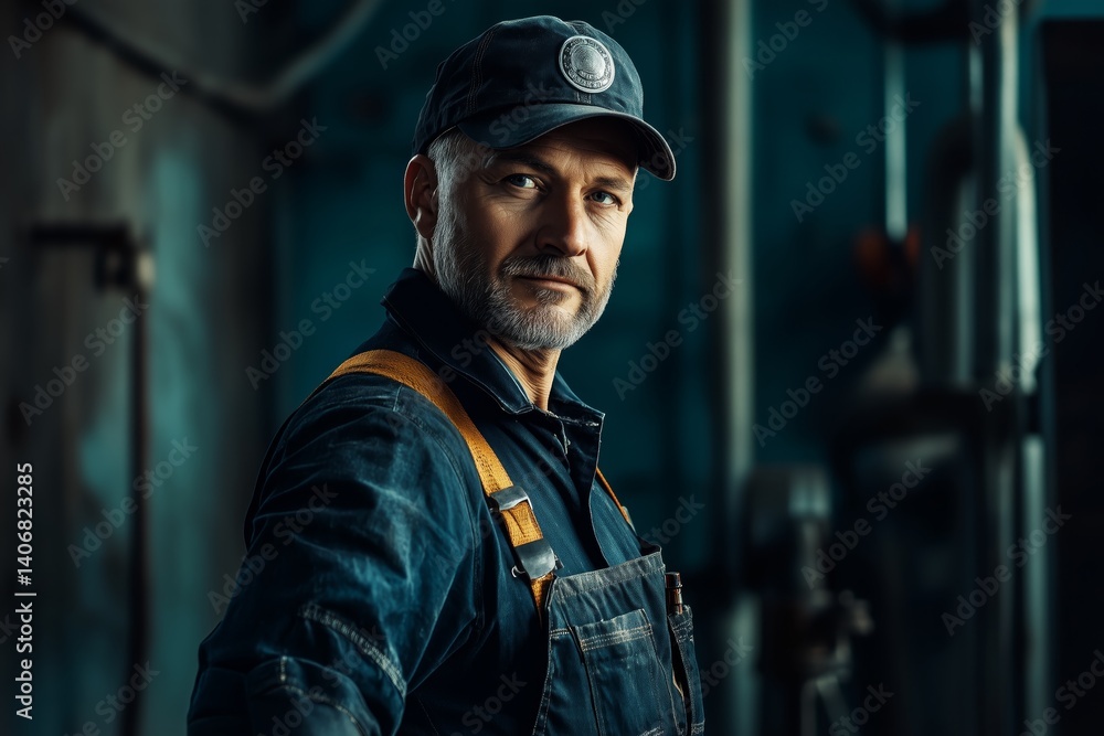 Industrial professional geared up and prepared for work Industrial professional geared up and prepared for work