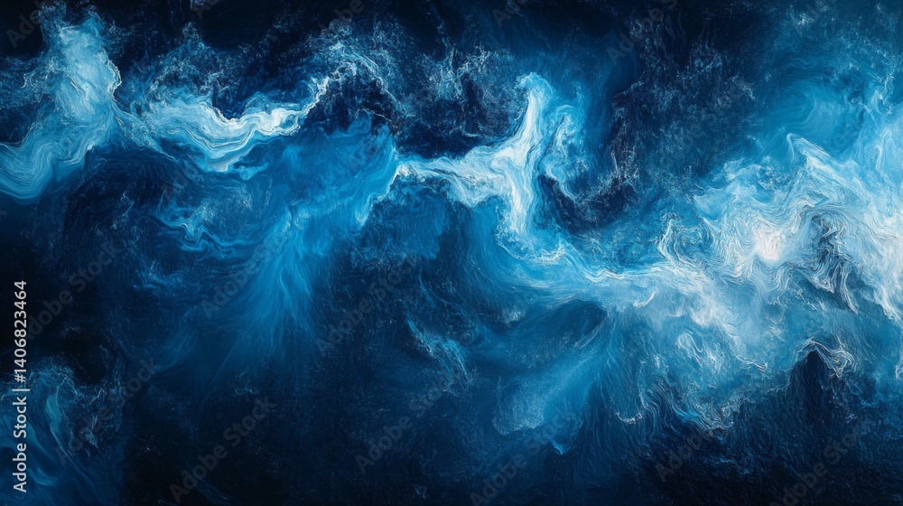 Obraz premium Blue and White Cosmic Nebula in Dark Space