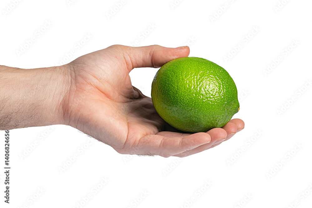 Isolated Hand Holding Green Lime Isolated Hand Holding Green Lime