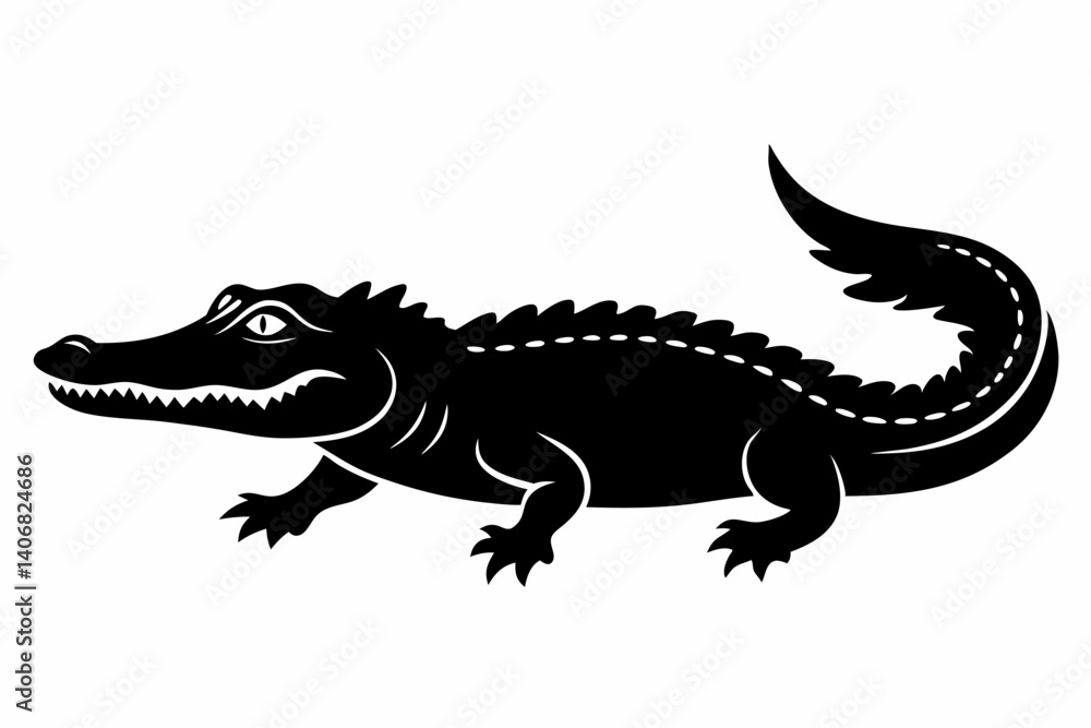alligator silhouette line art vector illustration alligator silhouette line art vector illustration