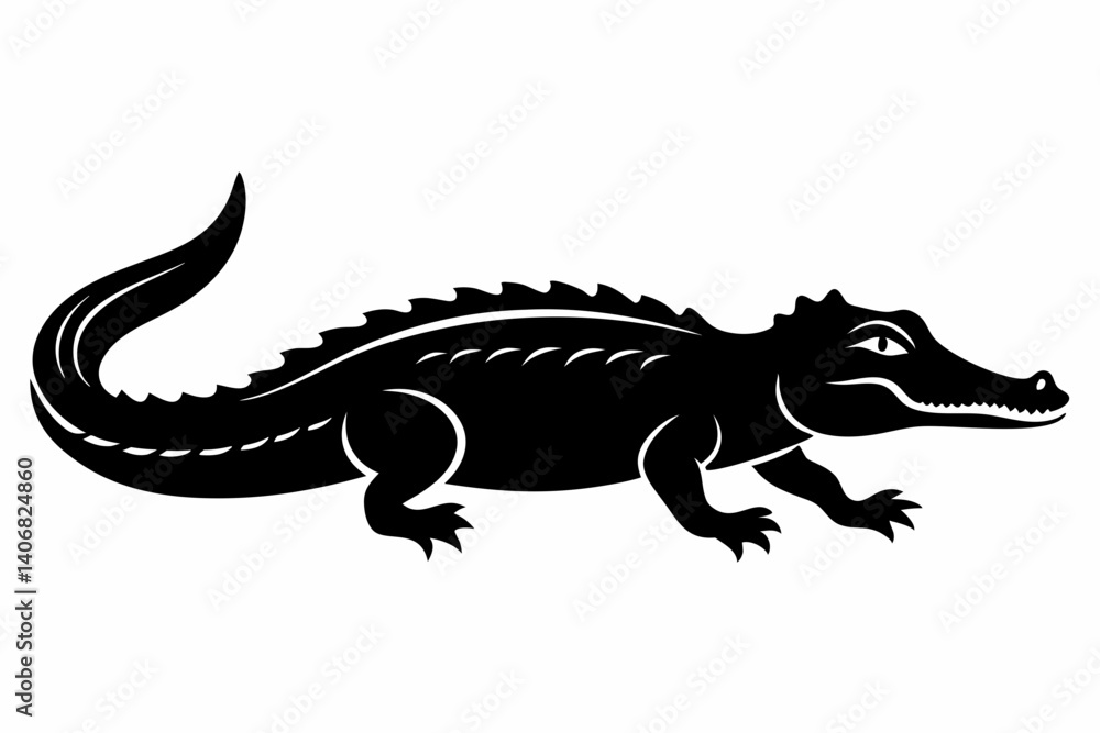 alligator silhouette line art vector illustration alligator silhouette line art vector illustration