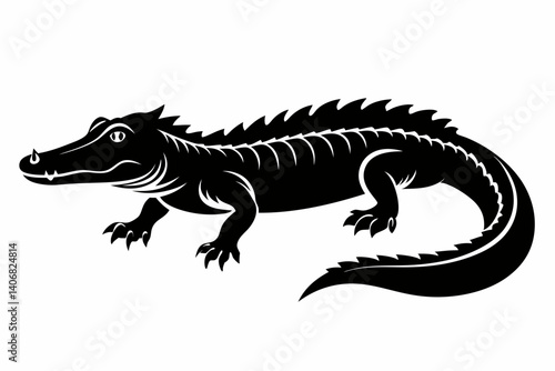 alligator silhouette line art vector illustration