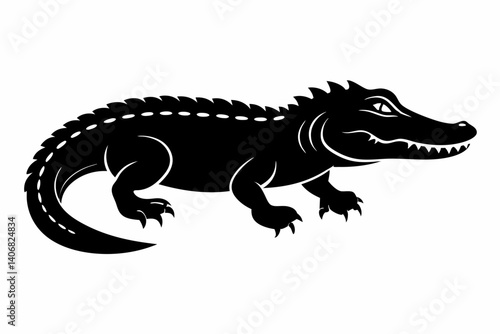 alligator silhouette line art vector illustration