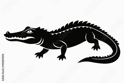 alligator silhouette line art vector illustration