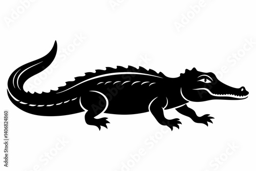 alligator silhouette line art vector illustration