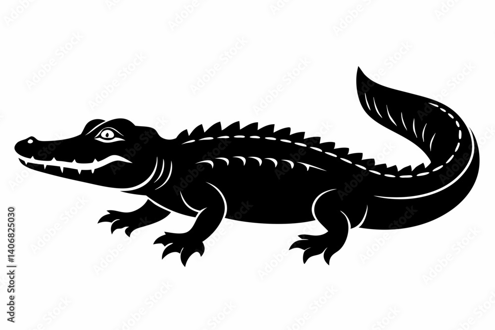 alligator silhouette line art vector illustration alligator silhouette line art vector illustration
