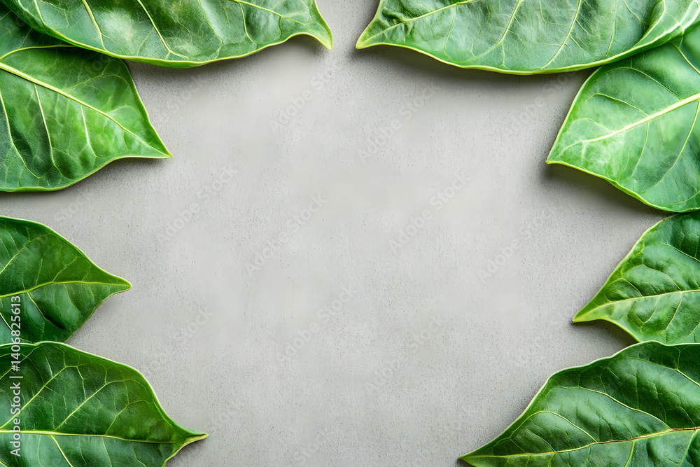 Fototapeta premium Green Leaves Frame: Nature's Beauty