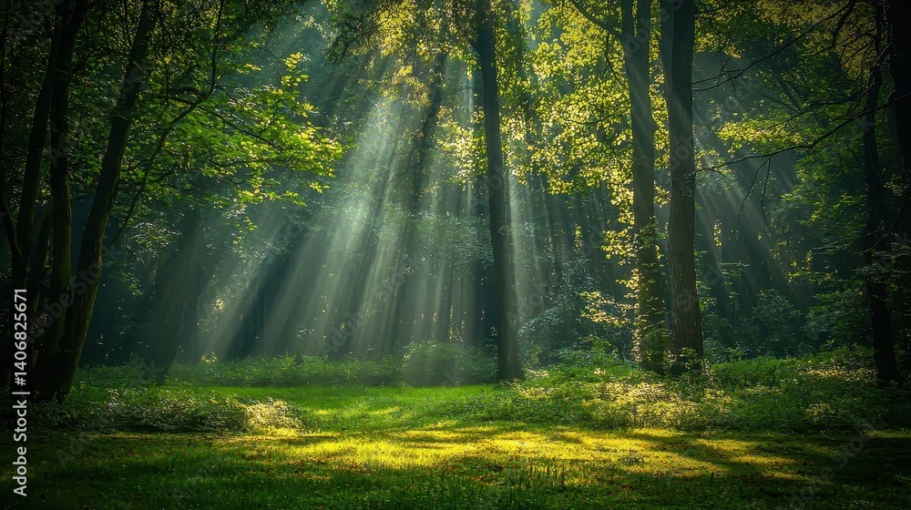 Tranquil Grove with Sunbeams Tranquil Grove with Sunbeams