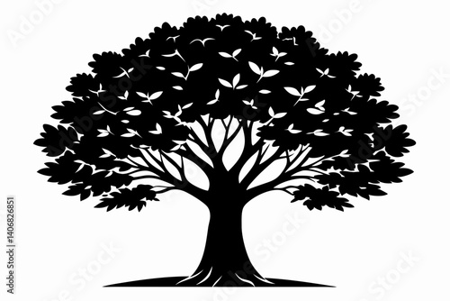 ash tree silhouette line art vector illustration