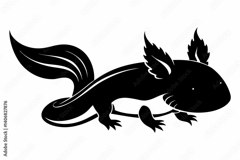 Fototapeta premium axolotl silhouette line art vector illustration