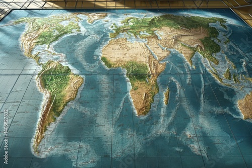 world map on old green paper
