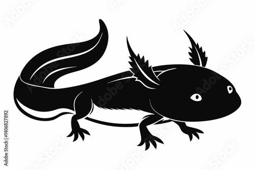axolotl silhouette line art vector illustration