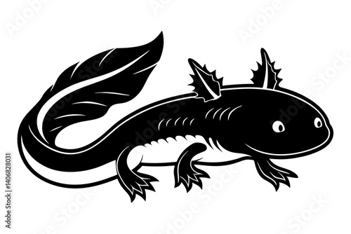 axolotl silhouette line art vector illustration