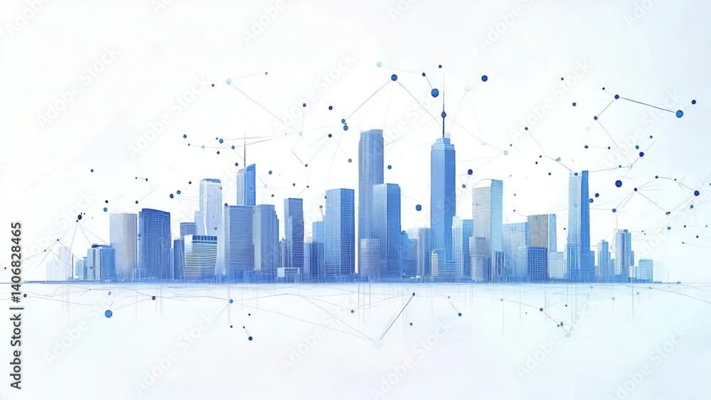 custom made wallpaper toronto digitalFuturistic cityscape with glowing network connections, digital innovation concept