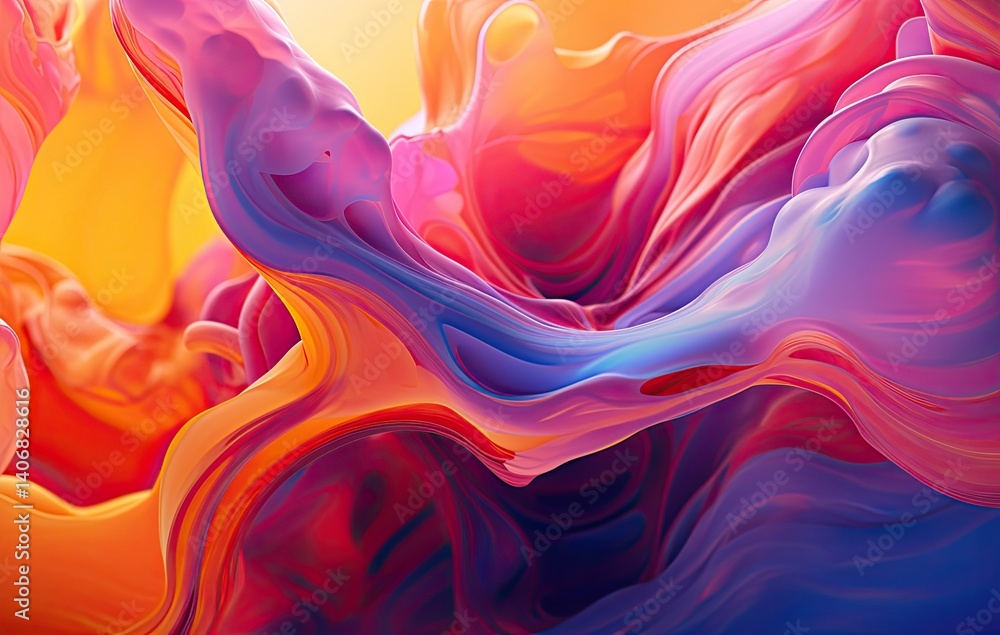 Obraz premium Vibrant, fluid abstract forms blend into a kaleidoscopic explosion of color.