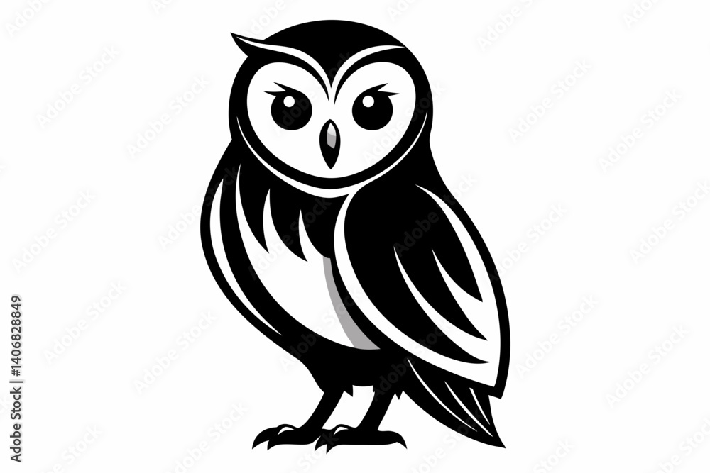 Fototapeta premium barn owl silhouette line art vector illustration