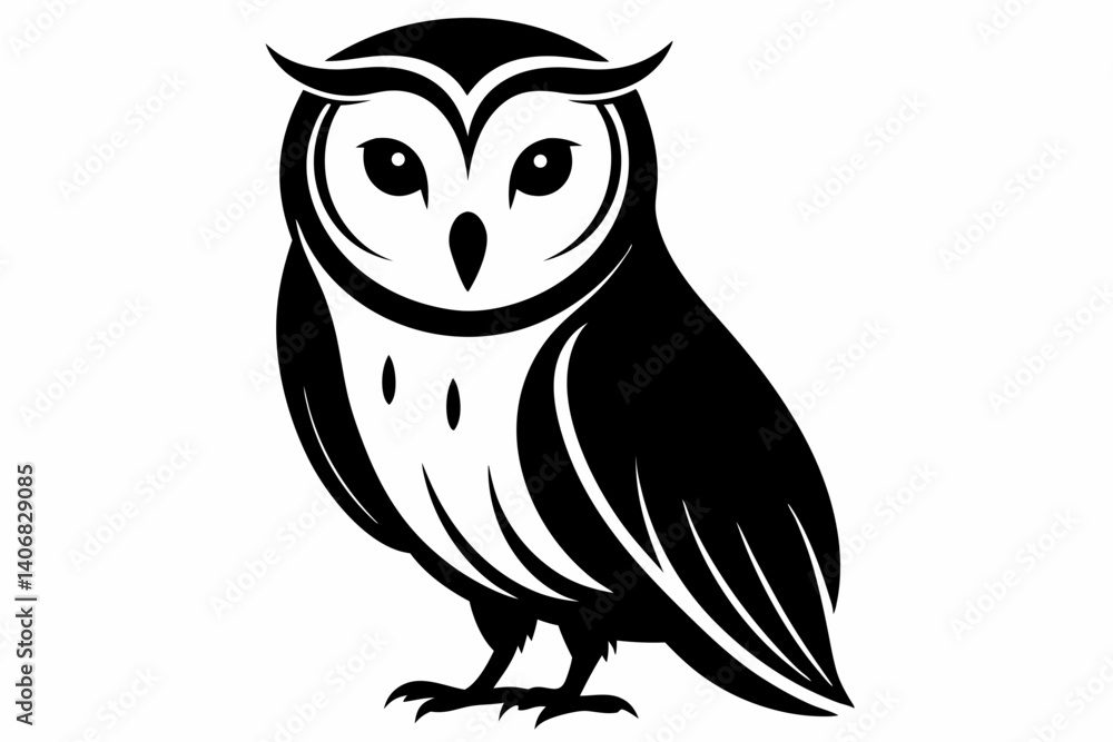 Fototapeta premium barn owl silhouette line art vector illustration
