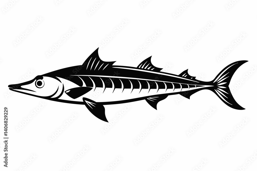 Fototapeta premium barracuda silhouette line art vector illustration