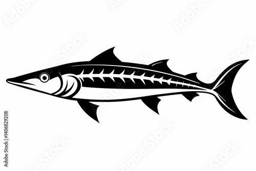 barracuda silhouette line art vector illustration