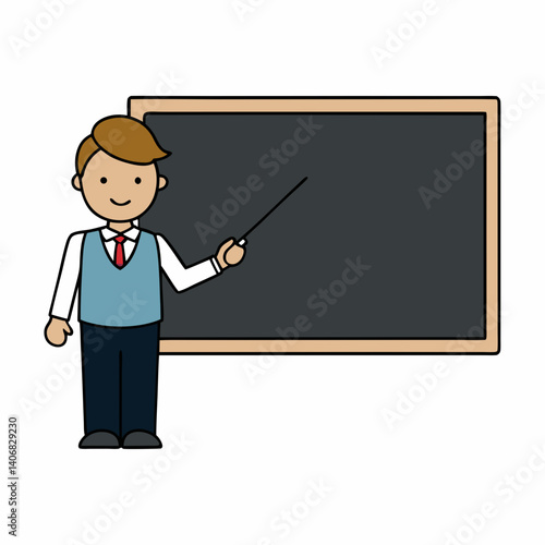 teacher with blackboard