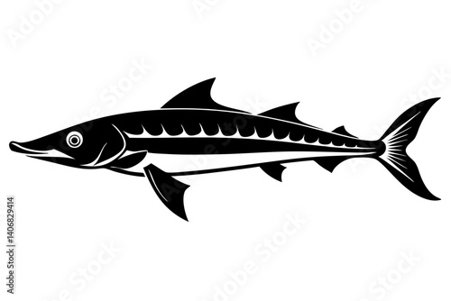 barracuda silhouette line art vector illustration