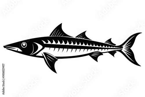 barracuda silhouette line art vector illustration