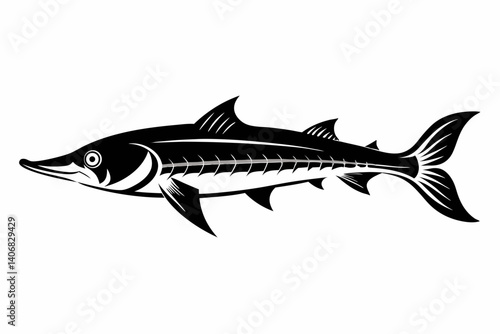 barracuda silhouette line art vector illustration