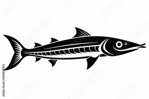 barracuda silhouette line art vector illustration