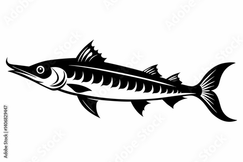 barracuda silhouette line art vector illustration