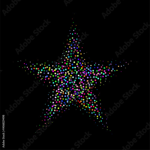 Obraz na płótnie Abstract colorful stipple gradient halftone star, dotted textures of holographic color. Geometric noise star shaped, patterns are made of simple dots and grains. Stipple dotted star illustration w salonie