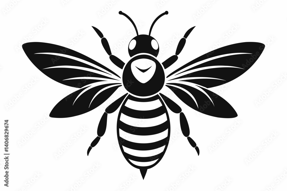 Fototapeta premium bee silhouette line art vector illustration