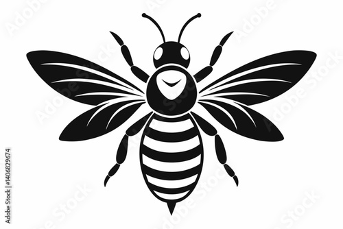 bee silhouette line art vector illustration