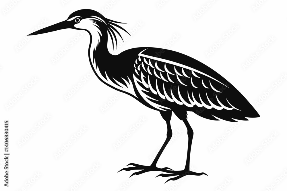 Obraz premium bittern silhouette line art vector illustration